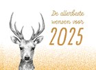 kerstkaart met rendier en beste wensen 2025